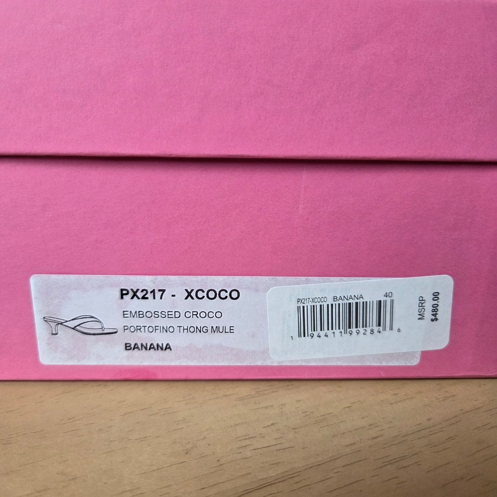 NIB Paris Texas Embossed Croc Portofino Thong Mule Banana Yellow Heels EU40 US10 - Picture 11 of 15